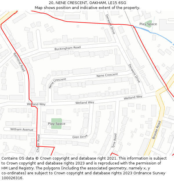 20, NENE CRESCENT, OAKHAM, LE15 6SG: Location map and indicative extent of plot