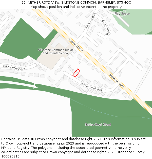 20, NETHER ROYD VIEW, SILKSTONE COMMON, BARNSLEY, S75 4QQ: Location map and indicative extent of plot