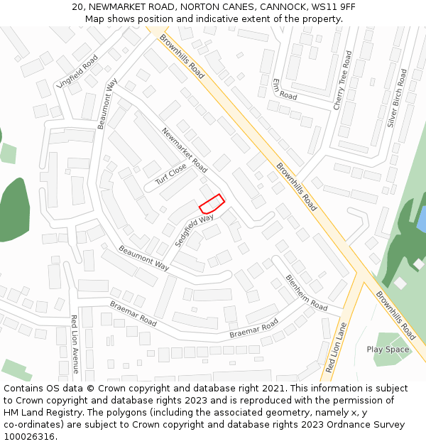 20, NEWMARKET ROAD, NORTON CANES, CANNOCK, WS11 9FF: Location map and indicative extent of plot
