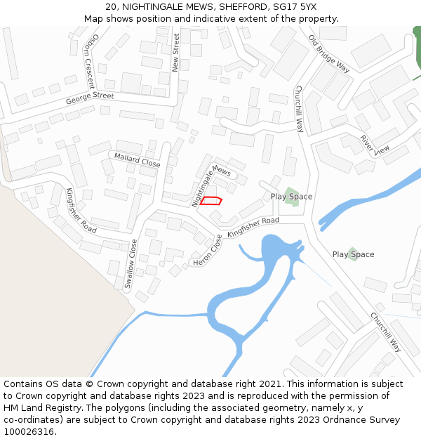 20, NIGHTINGALE MEWS, SHEFFORD, SG17 5YX: Location map and indicative extent of plot