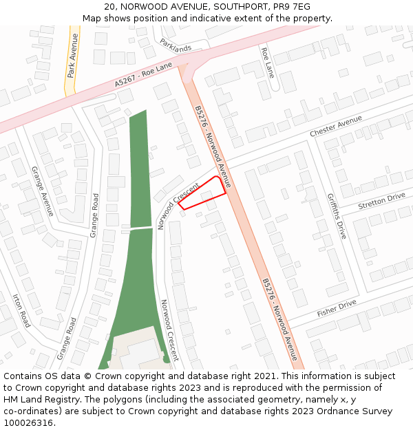 20, NORWOOD AVENUE, SOUTHPORT, PR9 7EG: Location map and indicative extent of plot