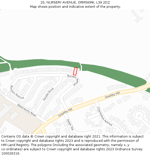 20, NURSERY AVENUE, ORMSKIRK, L39 2DZ: Location map and indicative extent of plot