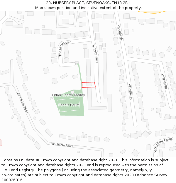 20, NURSERY PLACE, SEVENOAKS, TN13 2RH: Location map and indicative extent of plot