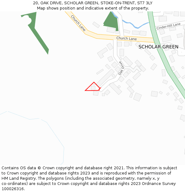 20, OAK DRIVE, SCHOLAR GREEN, STOKE-ON-TRENT, ST7 3LY: Location map and indicative extent of plot