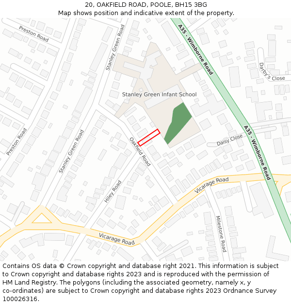 20, OAKFIELD ROAD, POOLE, BH15 3BG: Location map and indicative extent of plot