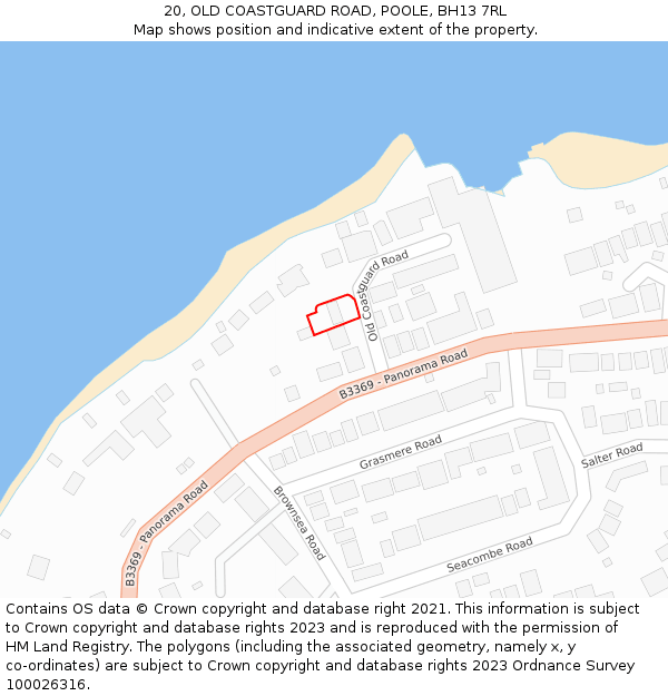 20, OLD COASTGUARD ROAD, POOLE, BH13 7RL: Location map and indicative extent of plot