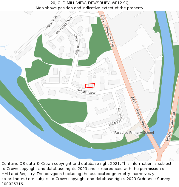 20, OLD MILL VIEW, DEWSBURY, WF12 9QJ: Location map and indicative extent of plot