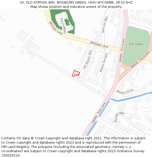 20, OLD STATION WAY, WOOBURN GREEN, HIGH WYCOMBE, HP10 0HZ: Location map and indicative extent of plot