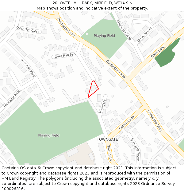 20, OVERHALL PARK, MIRFIELD, WF14 9JN: Location map and indicative extent of plot