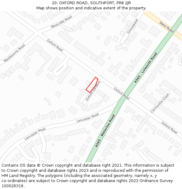 20, OXFORD ROAD, SOUTHPORT, PR8 2JR: Location map and indicative extent of plot