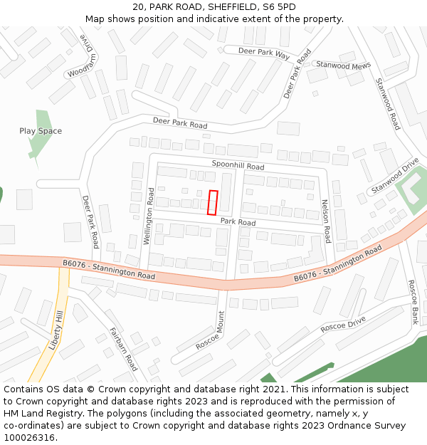 20, PARK ROAD, SHEFFIELD, S6 5PD: Location map and indicative extent of plot