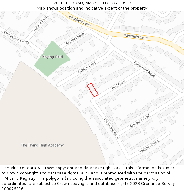 20, PEEL ROAD, MANSFIELD, NG19 6HB: Location map and indicative extent of plot