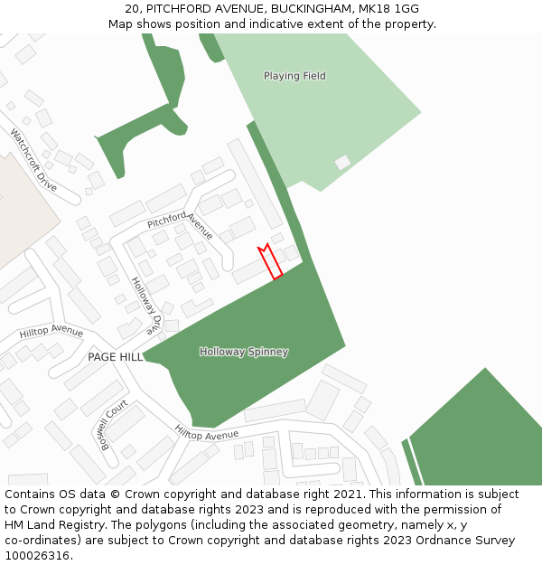 20, PITCHFORD AVENUE, BUCKINGHAM, MK18 1GG: Location map and indicative extent of plot