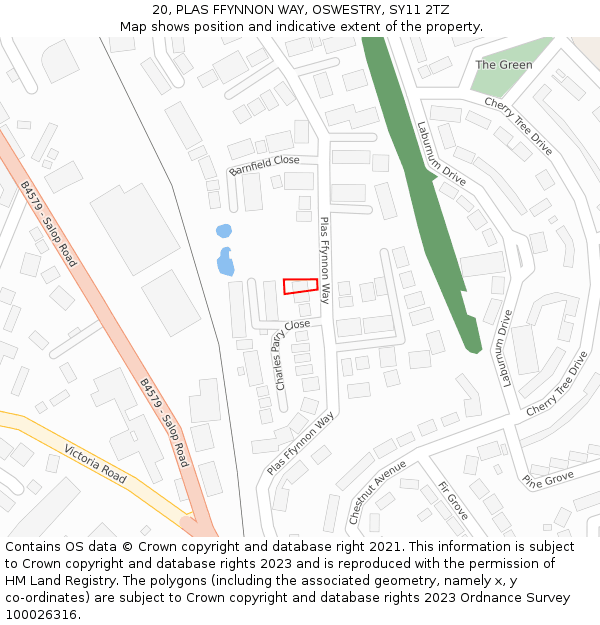 20, PLAS FFYNNON WAY, OSWESTRY, SY11 2TZ: Location map and indicative extent of plot