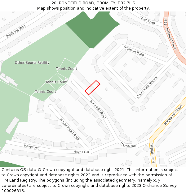 20, PONDFIELD ROAD, BROMLEY, BR2 7HS: Location map and indicative extent of plot