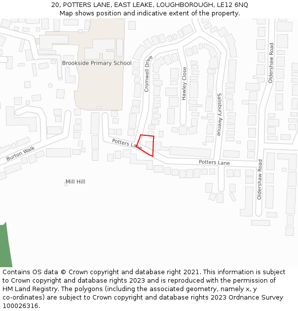 20, POTTERS LANE, EAST LEAKE, LOUGHBOROUGH, LE12 6NQ: Location map and indicative extent of plot