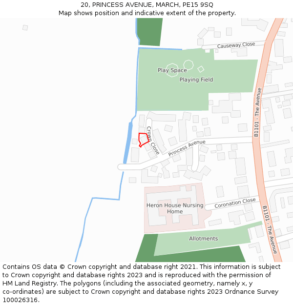 20, PRINCESS AVENUE, MARCH, PE15 9SQ: Location map and indicative extent of plot