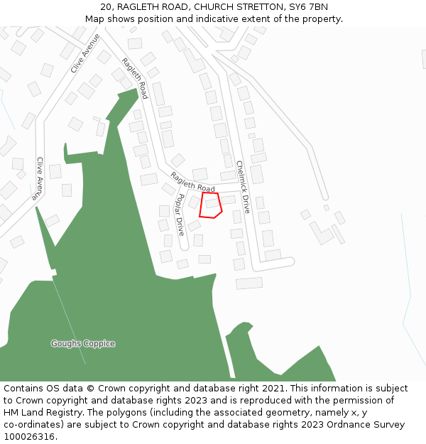 20, RAGLETH ROAD, CHURCH STRETTON, SY6 7BN: Location map and indicative extent of plot