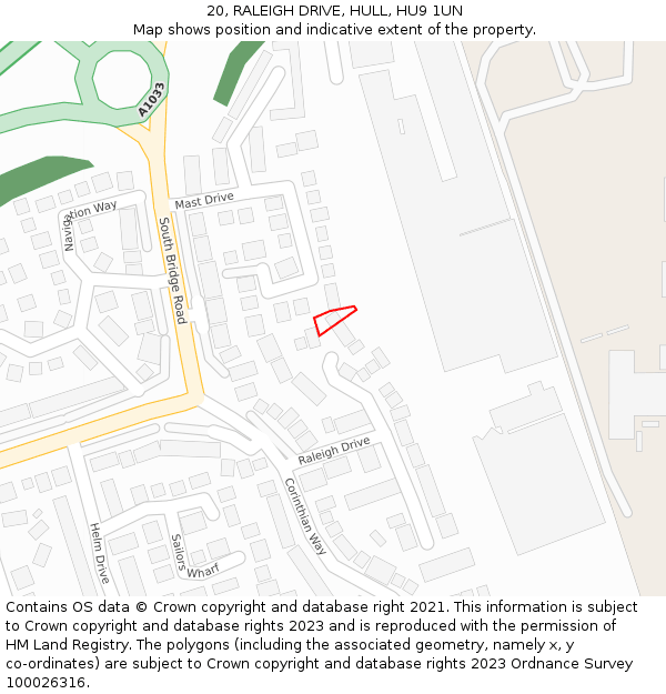 20, RALEIGH DRIVE, HULL, HU9 1UN: Location map and indicative extent of plot