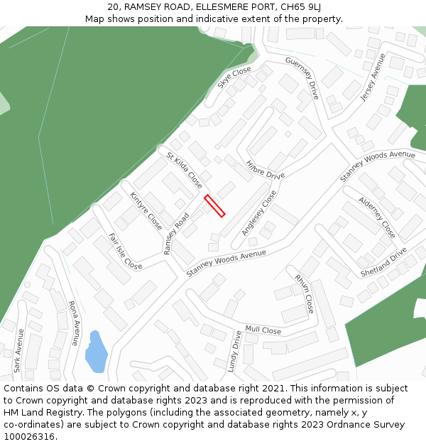 20, RAMSEY ROAD, ELLESMERE PORT, CH65 9LJ: Location map and indicative extent of plot