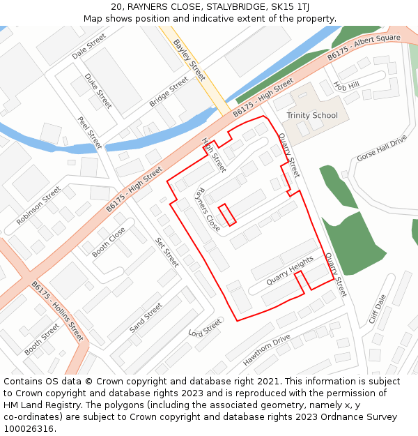 20, RAYNERS CLOSE, STALYBRIDGE, SK15 1TJ: Location map and indicative extent of plot