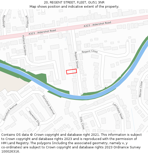 20, REGENT STREET, FLEET, GU51 3NR: Location map and indicative extent of plot