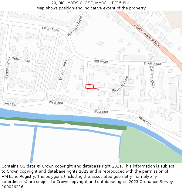 20, RICHARDS CLOSE, MARCH, PE15 8UH: Location map and indicative extent of plot