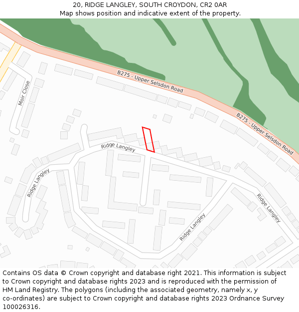 20, RIDGE LANGLEY, SOUTH CROYDON, CR2 0AR: Location map and indicative extent of plot