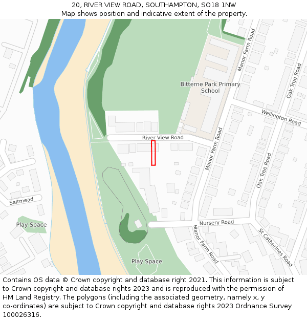 20, RIVER VIEW ROAD, SOUTHAMPTON, SO18 1NW: Location map and indicative extent of plot