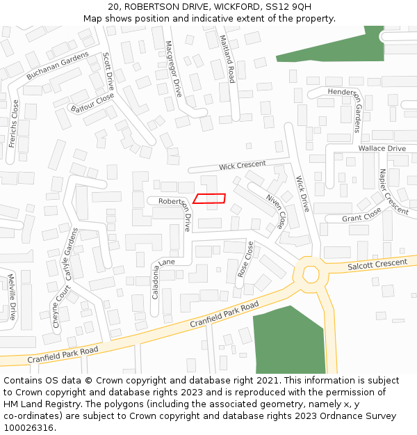 20, ROBERTSON DRIVE, WICKFORD, SS12 9QH: Location map and indicative extent of plot