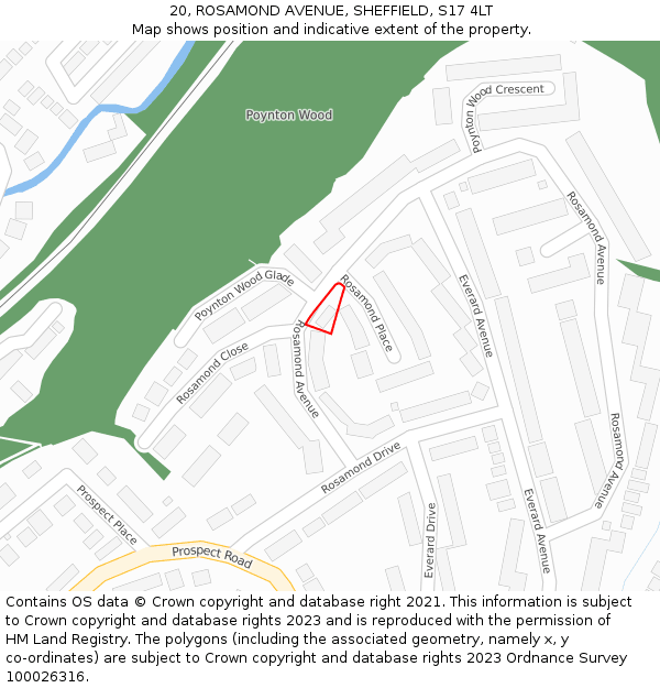 20, ROSAMOND AVENUE, SHEFFIELD, S17 4LT: Location map and indicative extent of plot