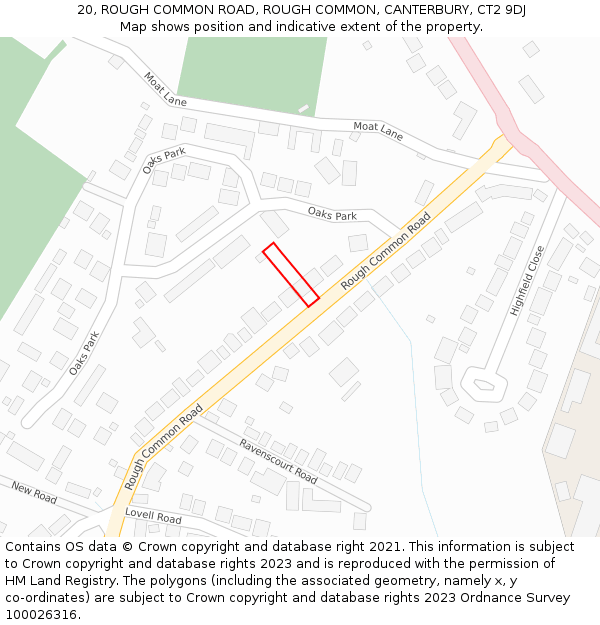 20, ROUGH COMMON ROAD, ROUGH COMMON, CANTERBURY, CT2 9DJ: Location map and indicative extent of plot