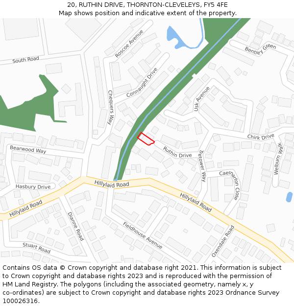 20, RUTHIN DRIVE, THORNTON-CLEVELEYS, FY5 4FE: Location map and indicative extent of plot