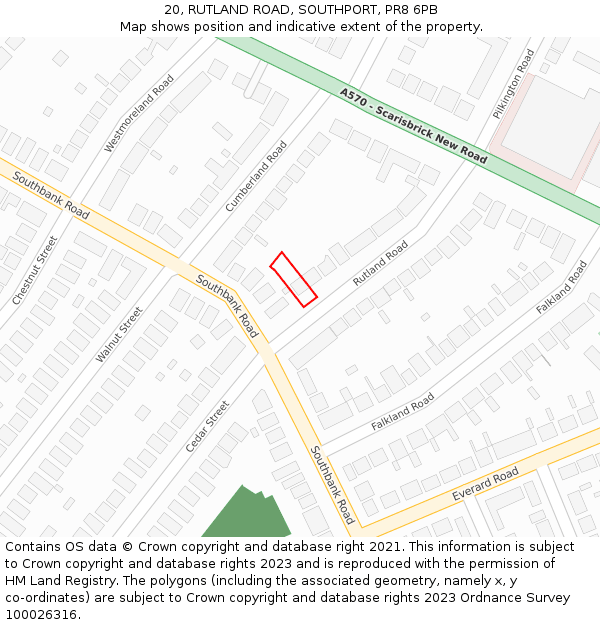 20, RUTLAND ROAD, SOUTHPORT, PR8 6PB: Location map and indicative extent of plot