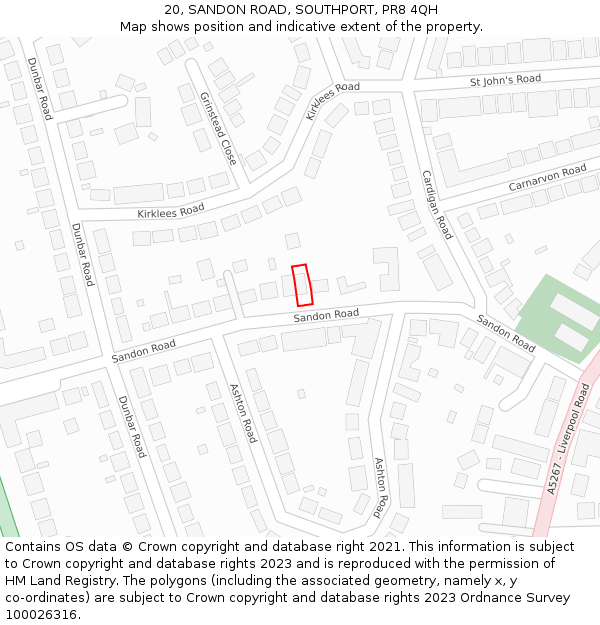 20, SANDON ROAD, SOUTHPORT, PR8 4QH: Location map and indicative extent of plot