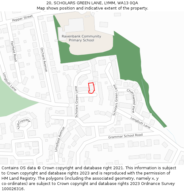 20, SCHOLARS GREEN LANE, LYMM, WA13 0QA: Location map and indicative extent of plot