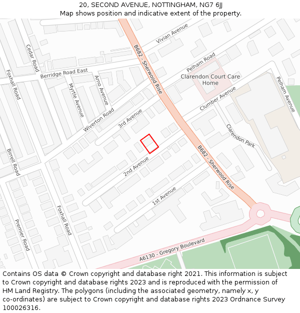 20, SECOND AVENUE, NOTTINGHAM, NG7 6JJ: Location map and indicative extent of plot