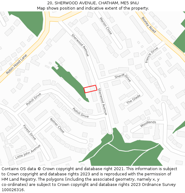 20, SHERWOOD AVENUE, CHATHAM, ME5 9NU: Location map and indicative extent of plot