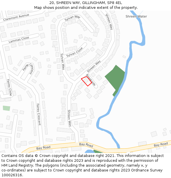 20, SHREEN WAY, GILLINGHAM, SP8 4EL: Location map and indicative extent of plot