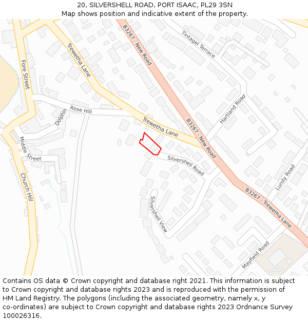 20, SILVERSHELL ROAD, PORT ISAAC, PL29 3SN: Location map and indicative extent of plot