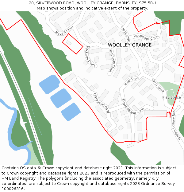 20, SILVERWOOD ROAD, WOOLLEY GRANGE, BARNSLEY, S75 5RU: Location map and indicative extent of plot