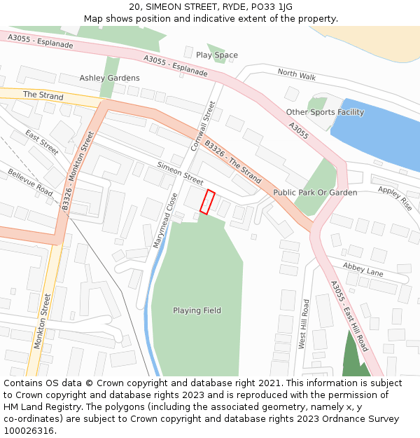 20, SIMEON STREET, RYDE, PO33 1JG: Location map and indicative extent of plot