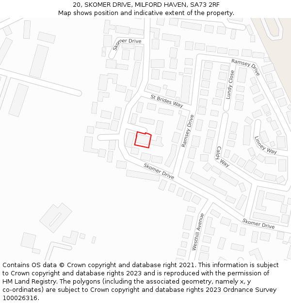 20, SKOMER DRIVE, MILFORD HAVEN, SA73 2RF: Location map and indicative extent of plot