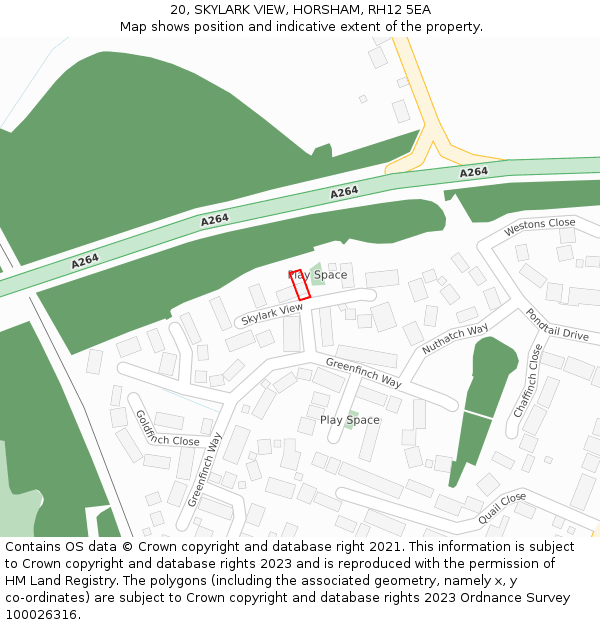 20, SKYLARK VIEW, HORSHAM, RH12 5EA: Location map and indicative extent of plot