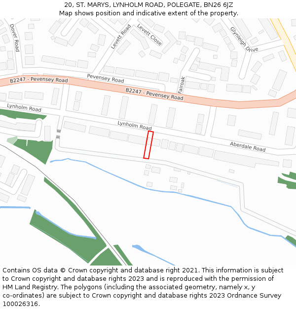 20, ST. MARYS, LYNHOLM ROAD, POLEGATE, BN26 6JZ: Location map and indicative extent of plot