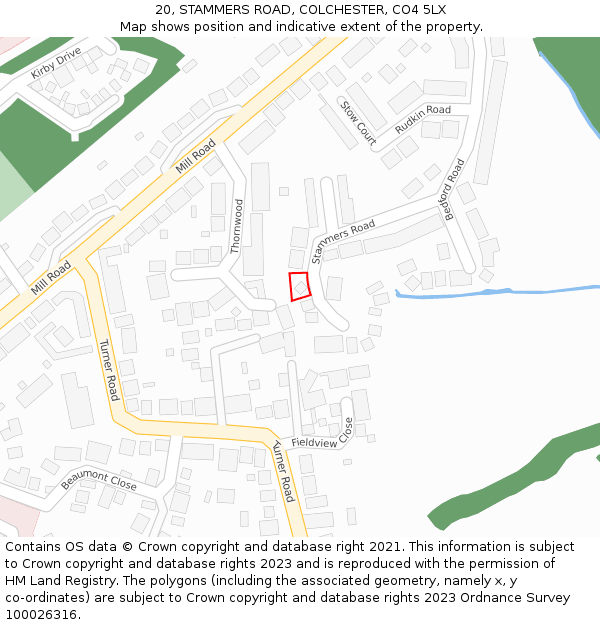 20, STAMMERS ROAD, COLCHESTER, CO4 5LX: Location map and indicative extent of plot