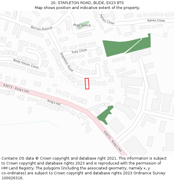 20, STAPLETON ROAD, BUDE, EX23 8TS: Location map and indicative extent of plot