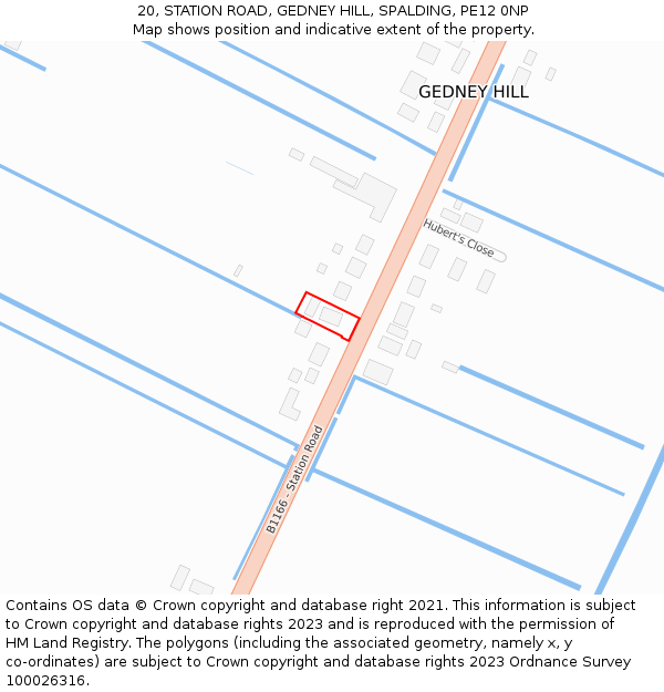 20, STATION ROAD, GEDNEY HILL, SPALDING, PE12 0NP: Location map and indicative extent of plot