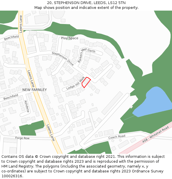 20, STEPHENSON DRIVE, LEEDS, LS12 5TN: Location map and indicative extent of plot