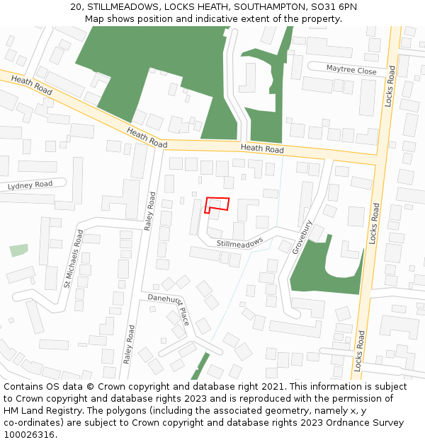 20, STILLMEADOWS, LOCKS HEATH, SOUTHAMPTON, SO31 6PN: Location map and indicative extent of plot